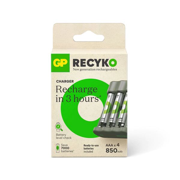 GP RECYKO B441 Chargeur de batterie avec 4 piles AAA rechargeables 850mAh